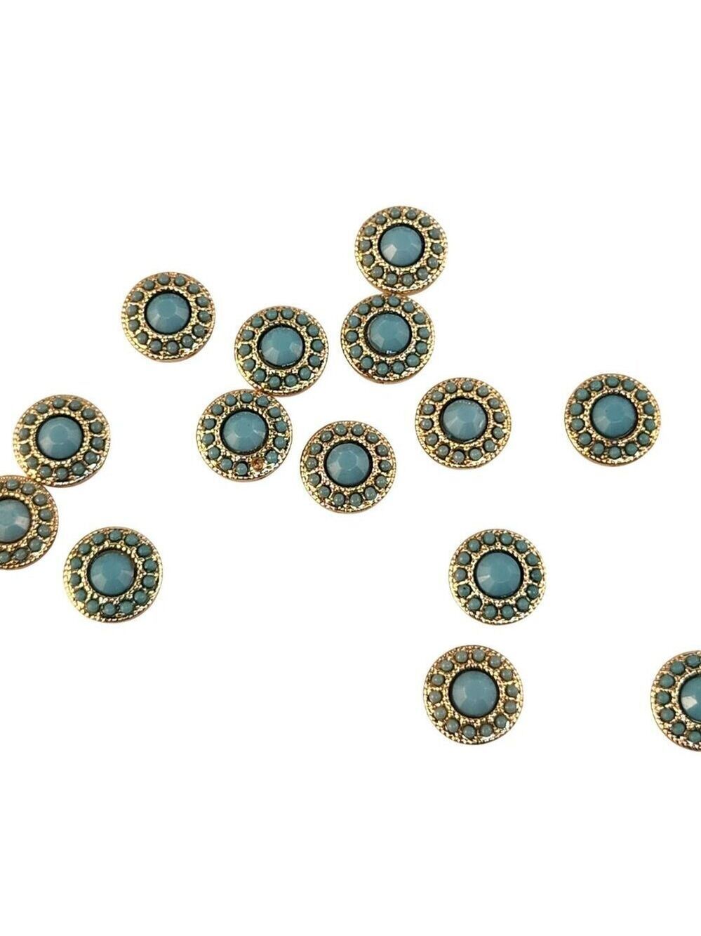 Gold Round Beads With Turquoise Accent Stones For Jewelry Crafting & DIY Project